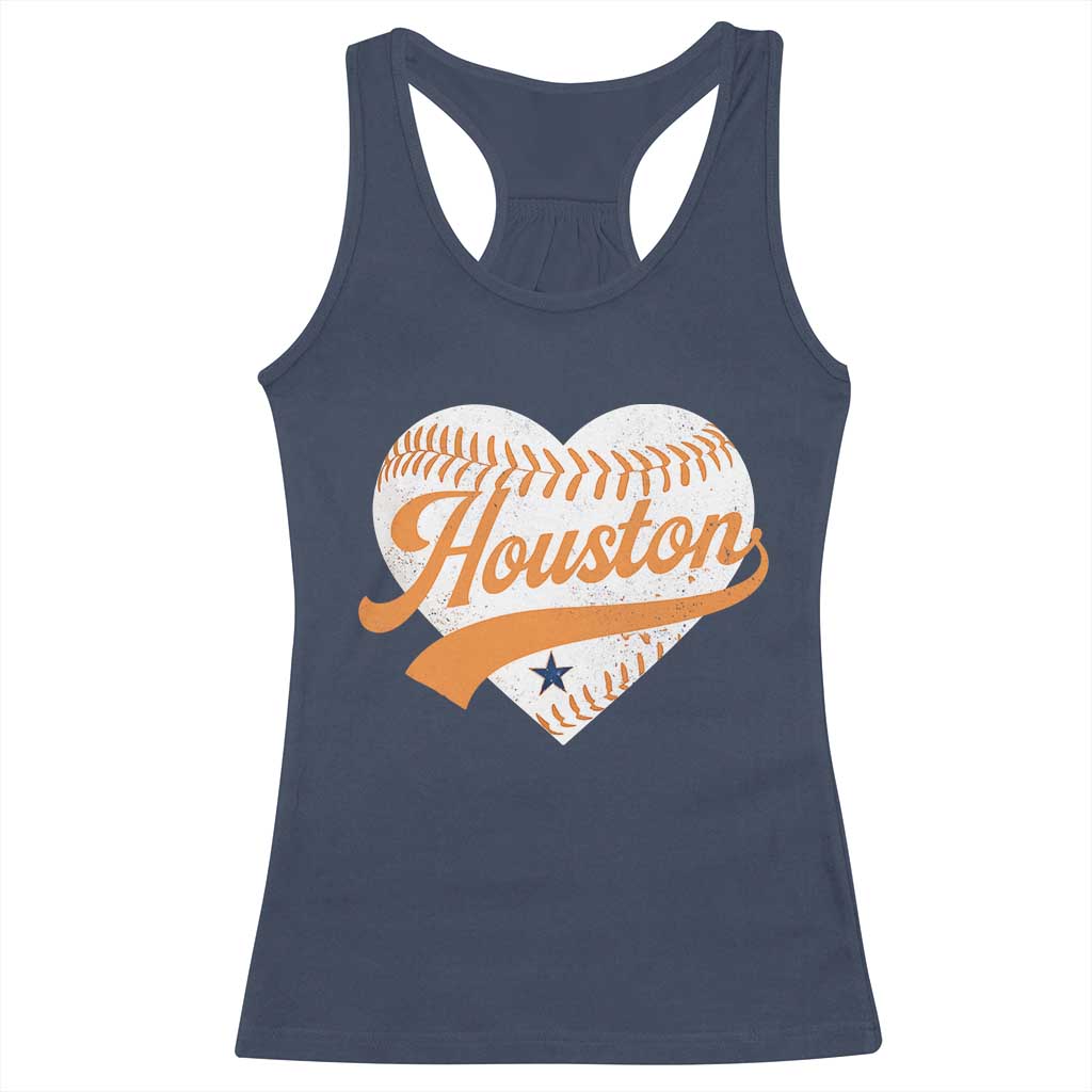 Houston Clutch City Racerback Tank Top Baseball Heart Varsity Script Vintage Sports Fans TS10 Navy Print Your Wear