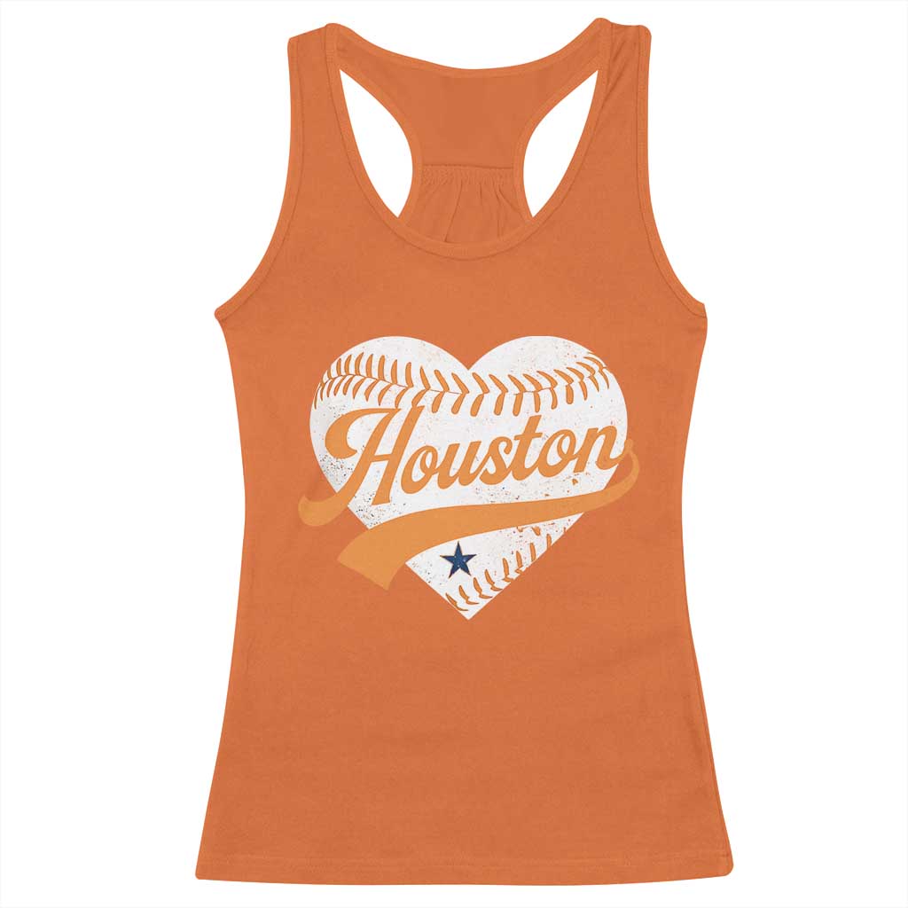 Houston Clutch City Racerback Tank Top Baseball Heart Varsity Script Vintage Sports Fans TS10 Orange Print Your Wear