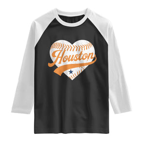 Houston Clutch City Raglan Shirt Baseball Heart Varsity Script Vintage Sports Fans TS10 Black White Print Your Wear