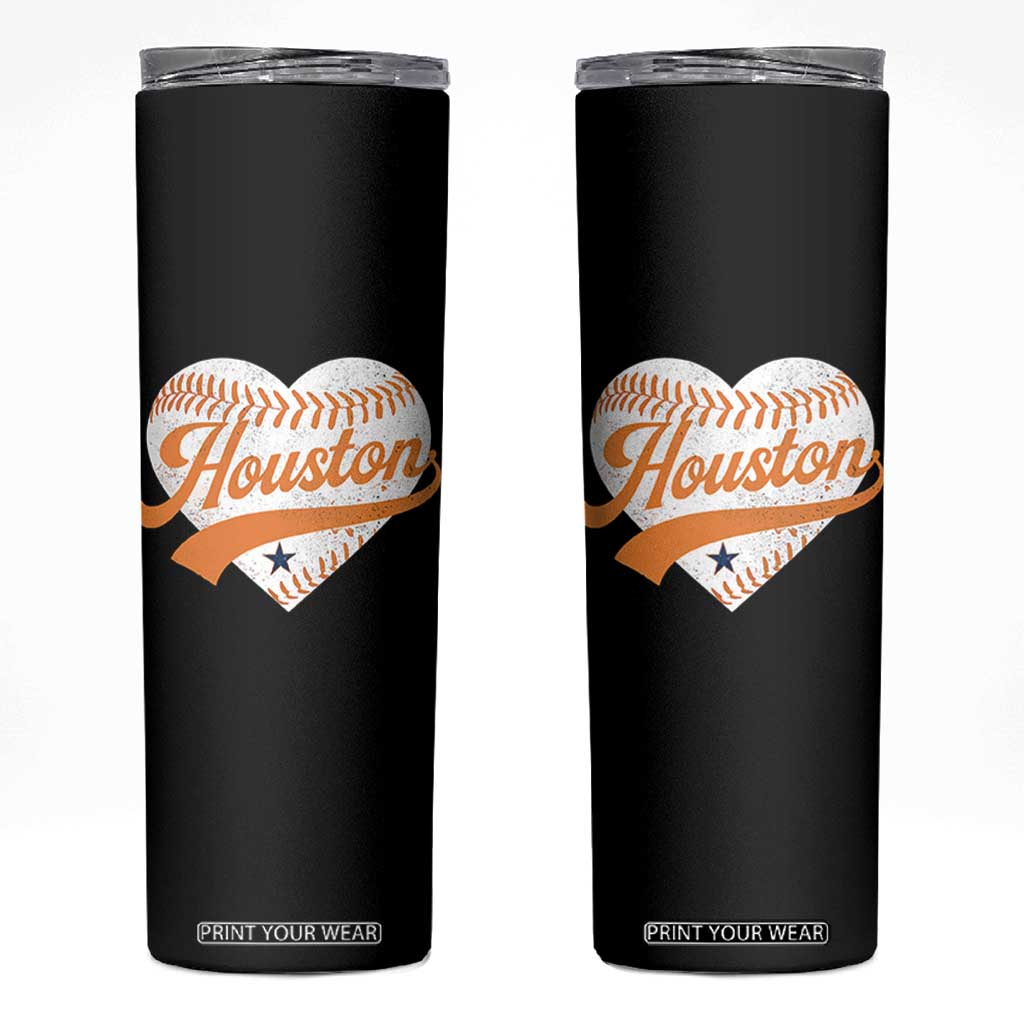Houston Clutch City Skinny Tumbler Baseball Heart Varsity Script Vintage Sports Fans TS10 Black Print Your Wear