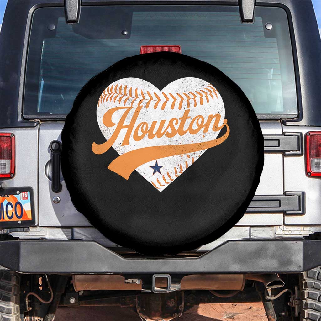 Houston Clutch City Spare Tire Cover Baseball Heart Varsity Script Vintage Sports Fans TS10 No hole Black Print Your Wear