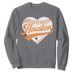 Houston Clutch City Sweatshirt Baseball Heart Varsity Script Vintage Sports Fans TS10 Charcoal Print Your Wear