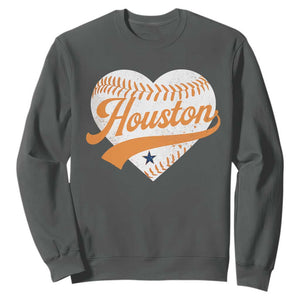 Houston Clutch City Sweatshirt Baseball Heart Varsity Script Vintage Sports Fans TS10 Dark Heather Print Your Wear