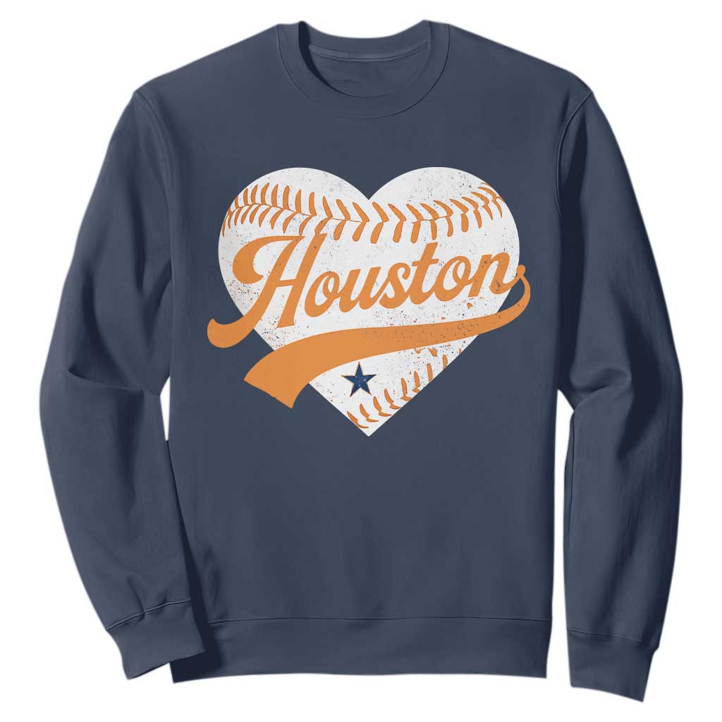 Houston Clutch City Sweatshirt Baseball Heart Varsity Script Vintage Sports Fans TS10 Navy Print Your Wear