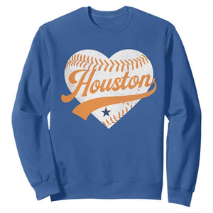 Houston Clutch City Sweatshirt Baseball Heart Varsity Script Vintage Sports Fans TS10 Royal Blue Print Your Wear