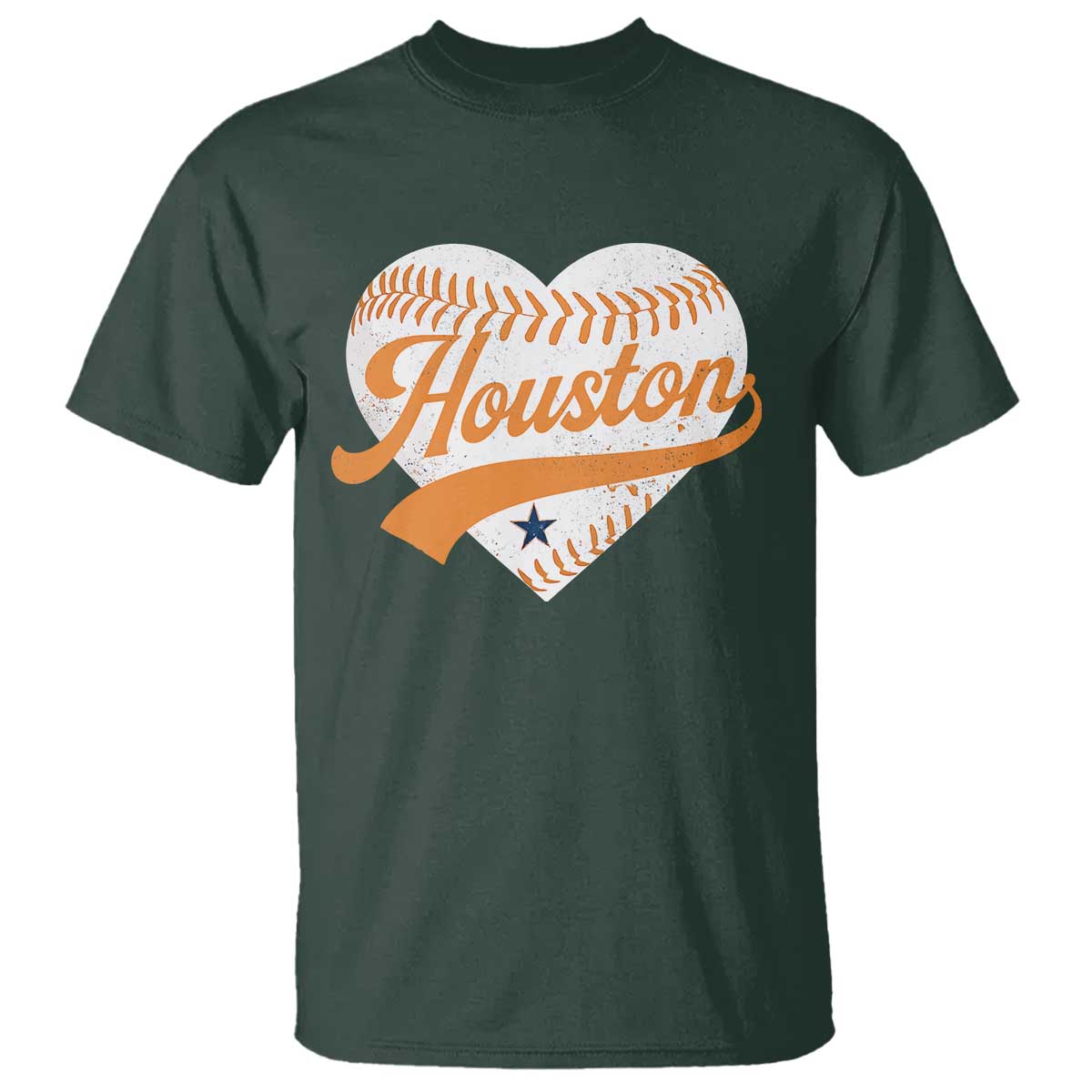 Houston Clutch City T Shirt Baseball Heart Varsity Script Vintage Sports Fans TS10 Dark Forest Green Print Your Wear
