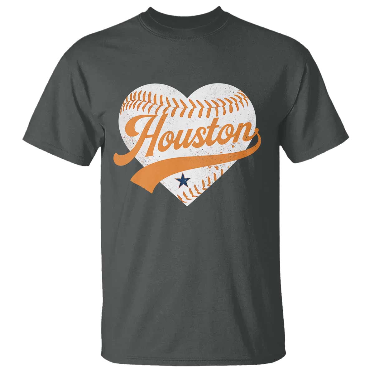 Houston Clutch City T Shirt Baseball Heart Varsity Script Vintage Sports Fans TS10 Dark Heather Print Your Wear