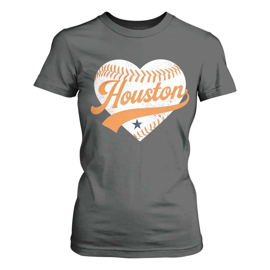 Houston Clutch City T Shirt For Women Baseball Heart Varsity Script Vintage Sports Fans TS10 Dark Heather Print Your Wear