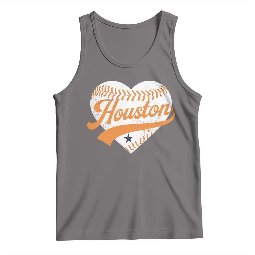 Houston Clutch City Tank Top Baseball Heart Varsity Script Vintage Sports Fans TS10 Deep Heather Print Your Wear