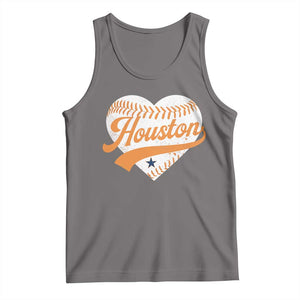 Houston Clutch City Tank Top Baseball Heart Varsity Script Vintage Sports Fans TS10 Deep Heather Print Your Wear