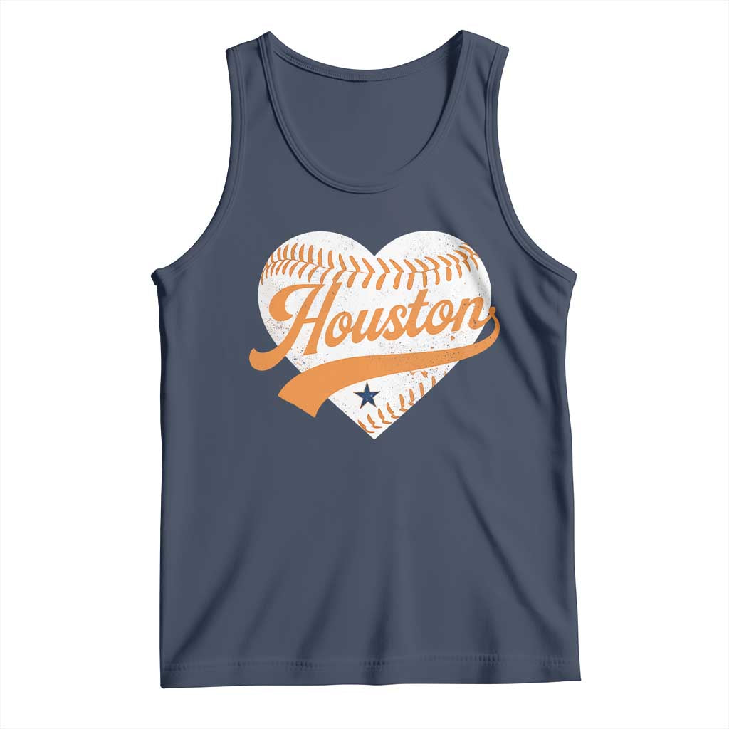 Houston Clutch City Tank Top Baseball Heart Varsity Script Vintage Sports Fans TS10 Navy Print Your Wear