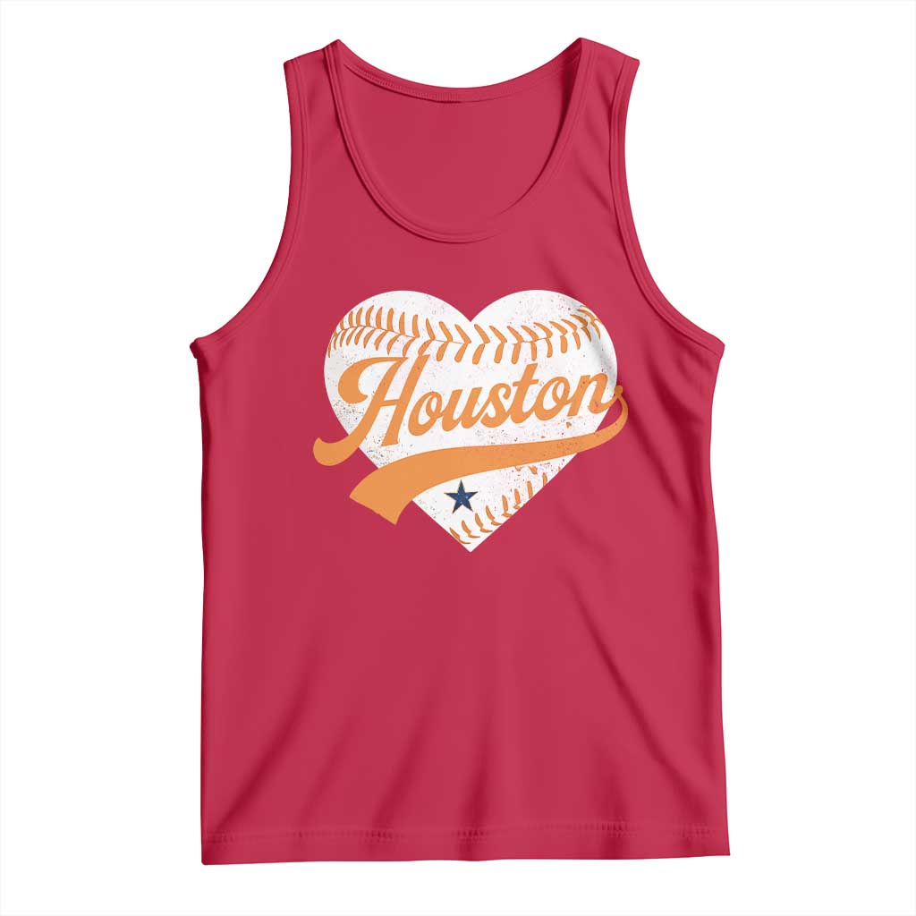 Houston Clutch City Tank Top Baseball Heart Varsity Script Vintage Sports Fans TS10 Red Print Your Wear