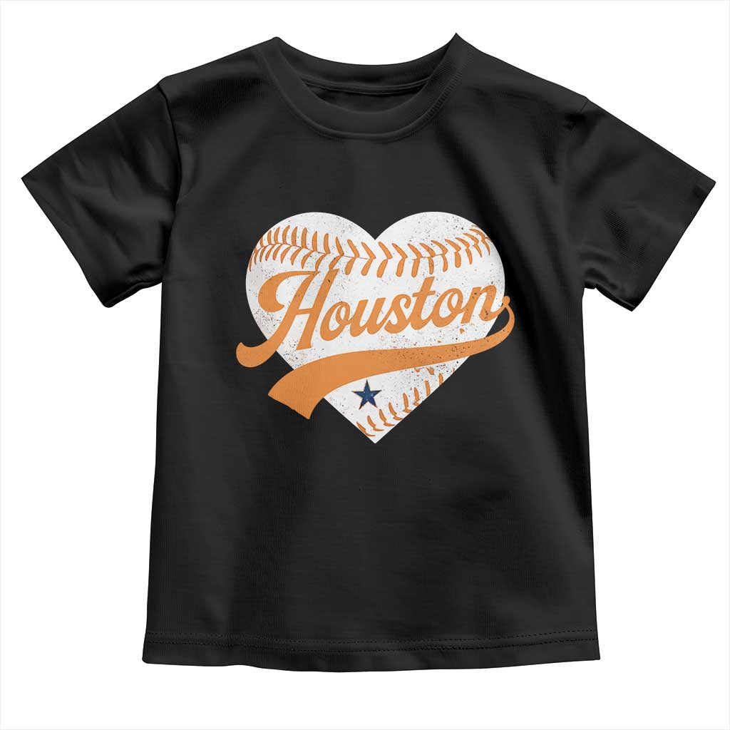 Houston Clutch City Toddler T Shirt Baseball Heart Varsity Script Vintage Sports Fans TS10 Black Print Your Wear