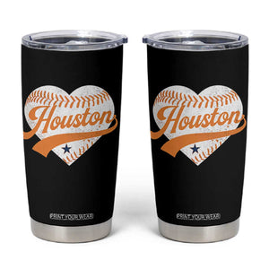 Houston Clutch City Tumbler Cup Baseball Heart Varsity Script Vintage Sports Fans TS10 Black Print Your Wear
