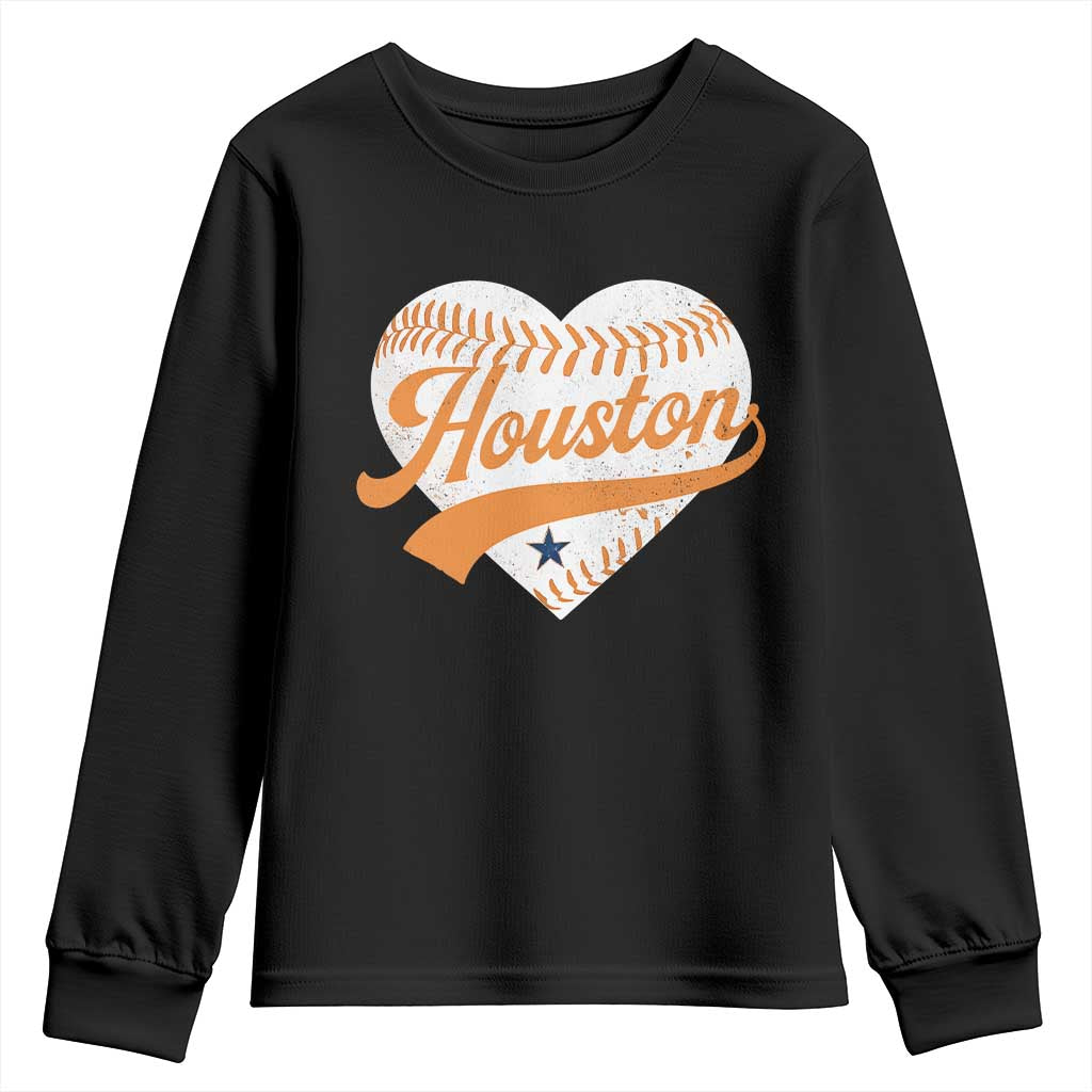 Houston Clutch City Youth Sweatshirt Baseball Heart Varsity Script Vintage Sports Fans TS10 Black Print Your Wear