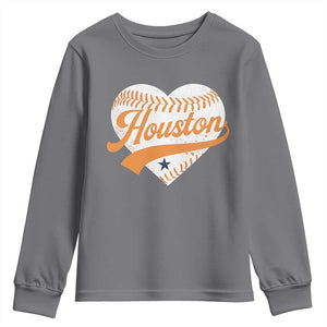 Houston Clutch City Youth Sweatshirt Baseball Heart Varsity Script Vintage Sports Fans TS10 Charcoal Print Your Wear