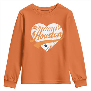 Houston Clutch City Youth Sweatshirt Baseball Heart Varsity Script Vintage Sports Fans TS10 Orange Print Your Wear