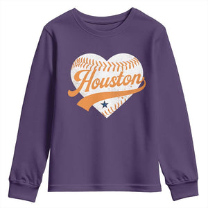 Houston Clutch City Youth Sweatshirt Baseball Heart Varsity Script Vintage Sports Fans TS10 Purple Print Your Wear