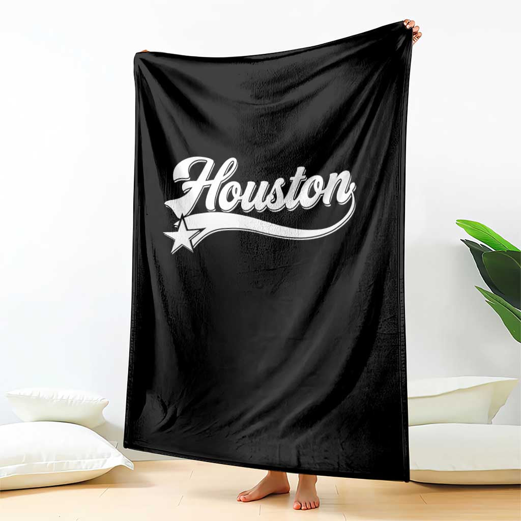 Retro Houston Throw Blanket Varsity Script Vintage Sports Jersey Style 80s 90s TS10 Print Your Wear
