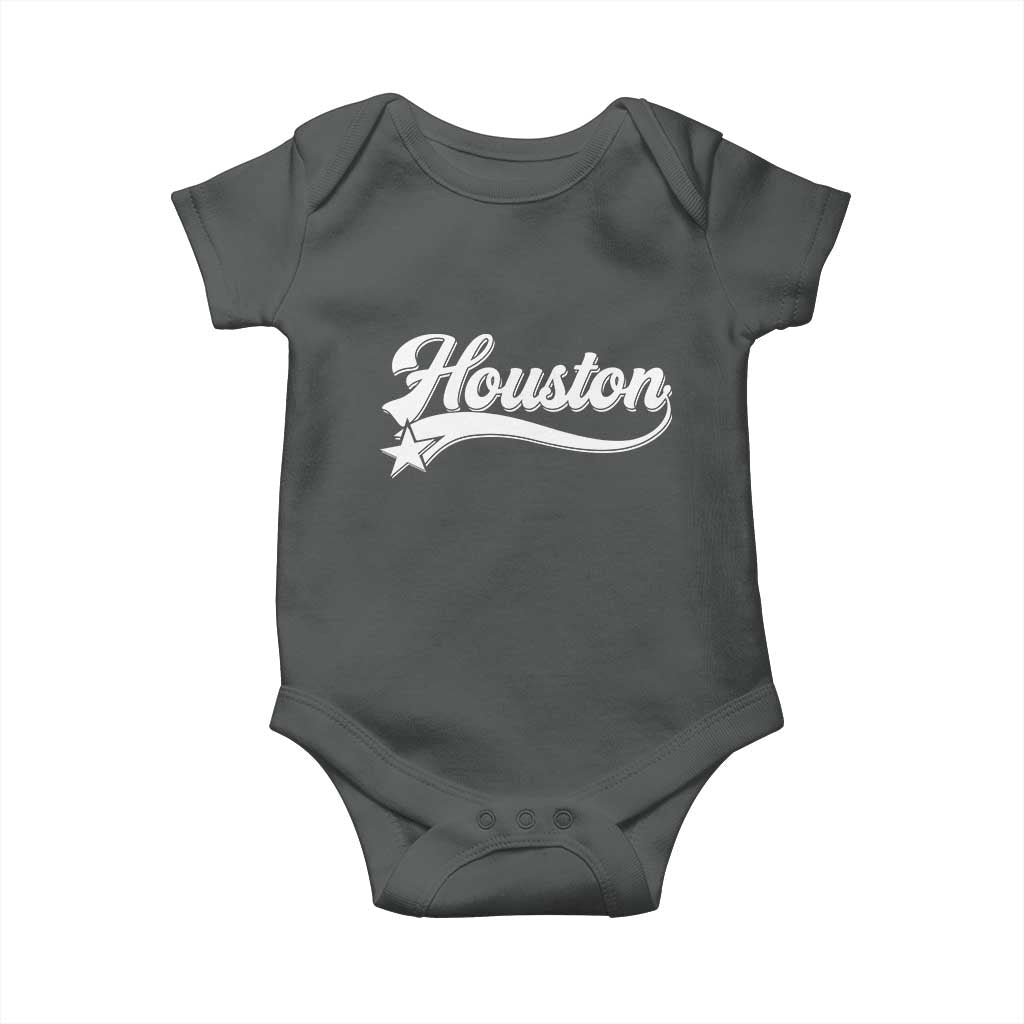 Retro Houston Baby Onesie Varsity Script Vintage Sports Jersey Style 80s 90s TS10 Dark Heather Print Your Wear