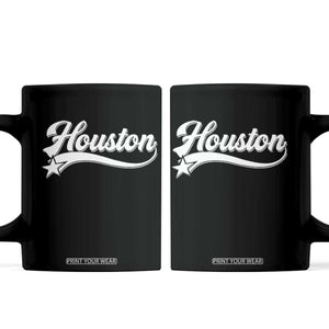 Retro Houston Coffee Mug Varsity Script Vintage Sports Jersey Style 80s 90s TS10 Black Print Your Wear