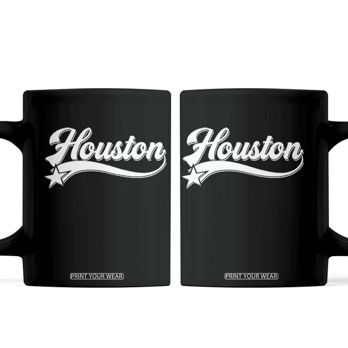 Retro Houston Coffee Mug Varsity Script Vintage Sports Jersey Style 80s 90s TS10 Black Print Your Wear