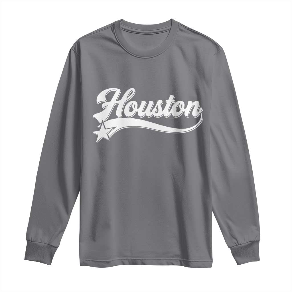 Retro Houston Long Sleeve Shirt Varsity Script Vintage Sports Jersey Style 80s 90s TS10 Charcoal Print Your Wear