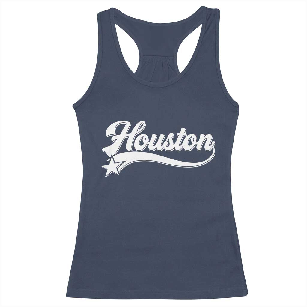 Retro Houston Racerback Tank Top Varsity Script Vintage Sports Jersey Style 80s 90s TS10 Navy Print Your Wear