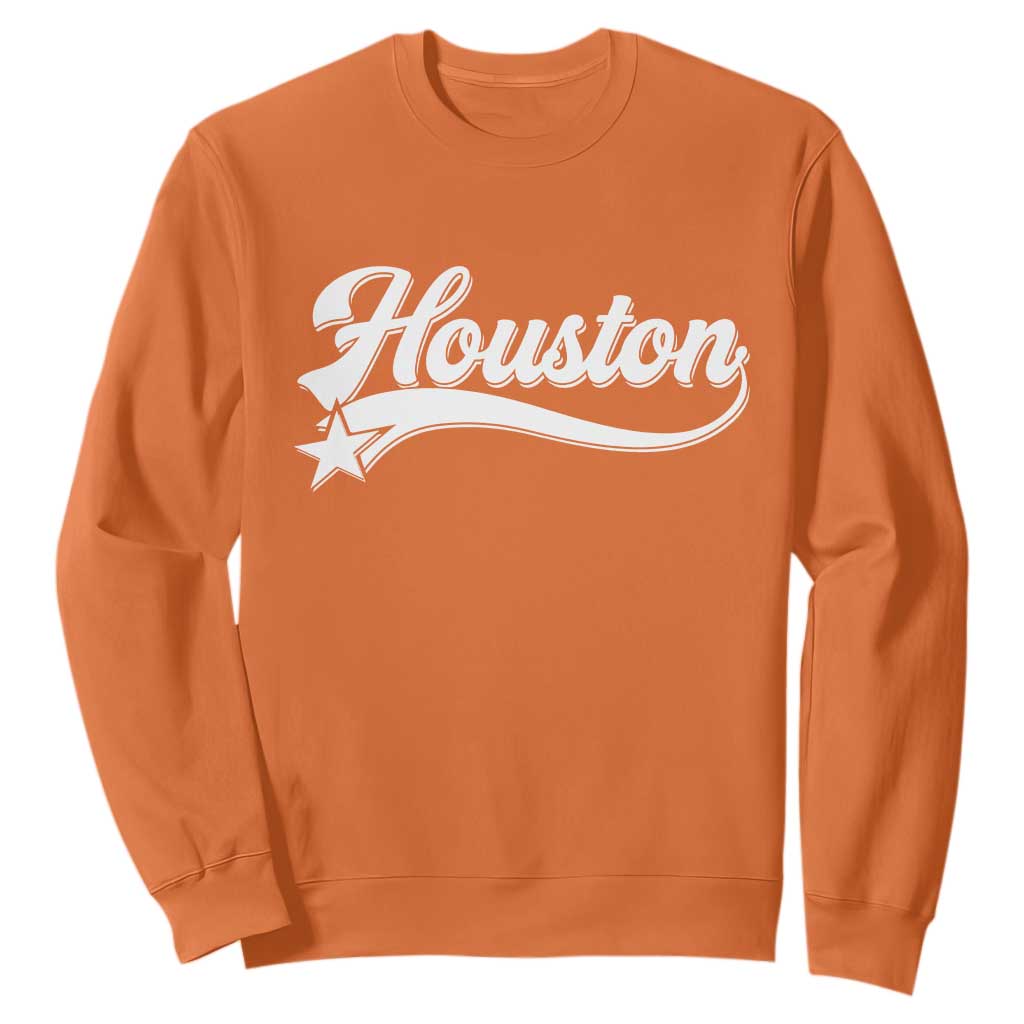 Retro Houston Sweatshirt Varsity Script Vintage Sports Jersey Style 80s 90s TS10 Orange Print Your Wear