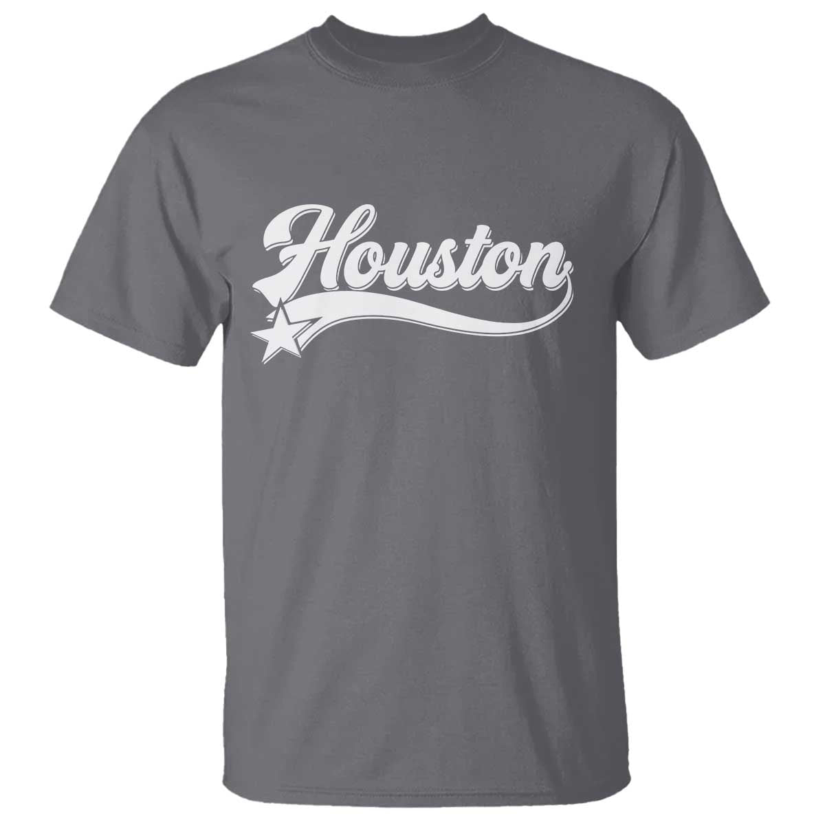 Retro Houston T Shirt Varsity Script Vintage Sports Jersey Style 80s 90s TS10 Charcoal Print Your Wear