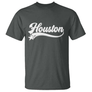 Retro Houston T Shirt Varsity Script Vintage Sports Jersey Style 80s 90s TS10 Dark Heather Print Your Wear