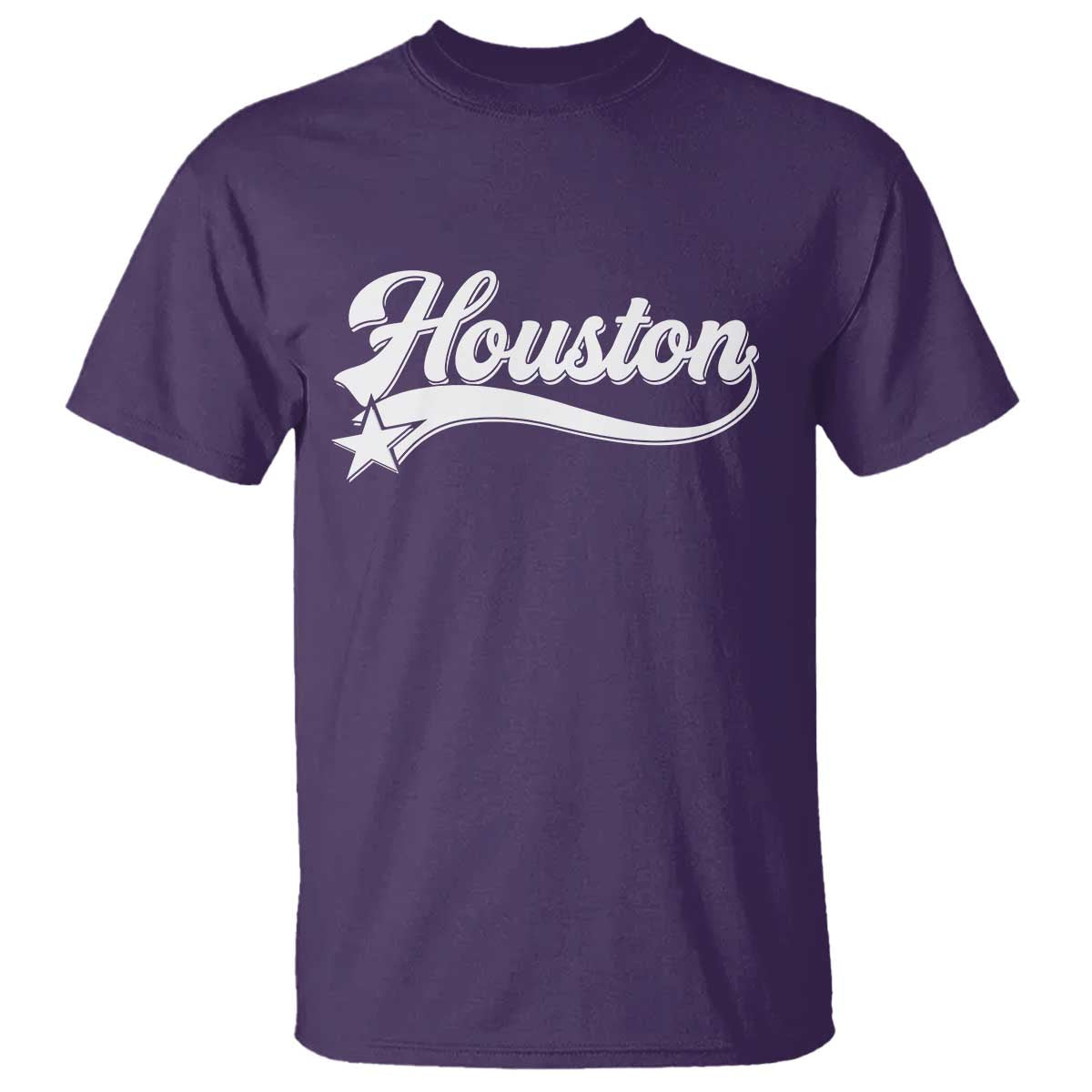 Retro Houston T Shirt Varsity Script Vintage Sports Jersey Style 80s 90s TS10 Purple Print Your Wear