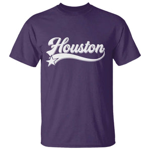 Retro Houston T Shirt Varsity Script Vintage Sports Jersey Style 80s 90s TS10 Purple Print Your Wear