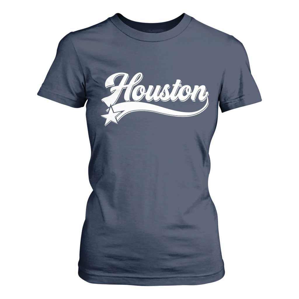 Retro Houston T Shirt For Women Varsity Script Vintage Sports Jersey Style 80s 90s TS10 Navy Print Your Wear