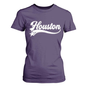 Retro Houston T Shirt For Women Varsity Script Vintage Sports Jersey Style 80s 90s TS10 Purple Print Your Wear