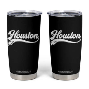 Retro Houston Tumbler Cup Varsity Script Vintage Sports Jersey Style 80s 90s TS10 Black Print Your Wear