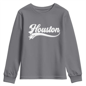 Retro Houston Youth Sweatshirt Varsity Script Vintage Sports Jersey Style 80s 90s TS10 Charcoal Print Your Wear