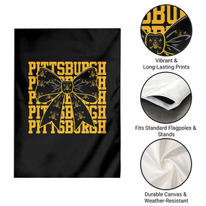 Pittsburgh Coquette Bow Garden Flag Retro Sports Style Pirate Skull TS10 Print Your Wear