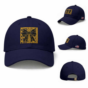 Pittsburgh Coquette Bow Baseball Cap Retro Sports Style Pirate Skull TS10 Baseball Cap Universal Fit Dark Blue Print Your Wear