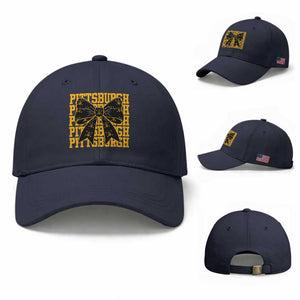 Pittsburgh Coquette Bow Baseball Cap Retro Sports Style Pirate Skull TS10 Baseball Cap Universal Fit Navy Print Your Wear