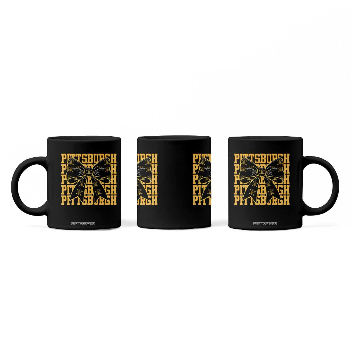Pittsburgh Coquette Bow Coffee Mug Retro Sports Style Pirate Skull TS10 Print Your Wear