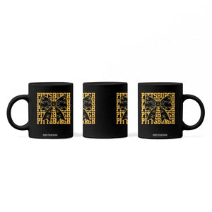 Pittsburgh Coquette Bow Coffee Mug Retro Sports Style Pirate Skull TS10 Print Your Wear