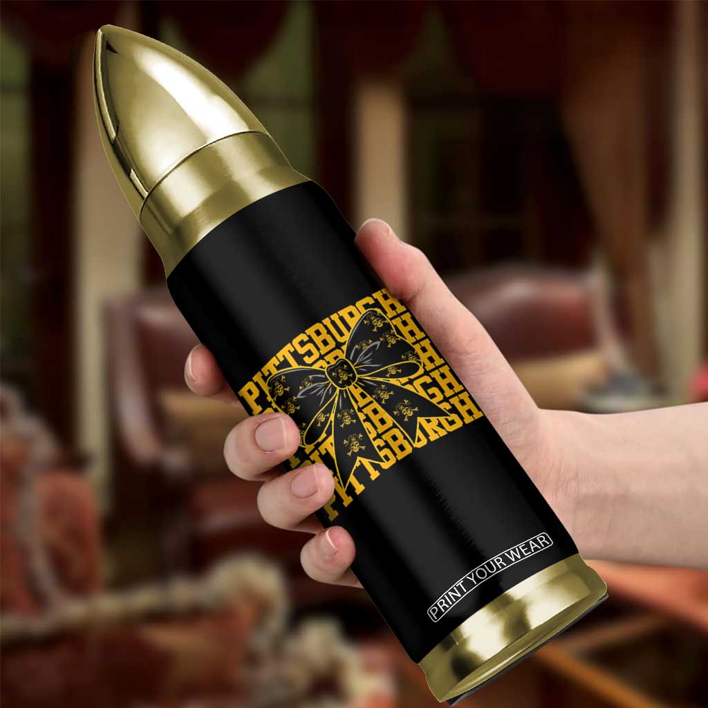 Pittsburgh Coquette Bow Bullet Tumbler Retro Sports Style Pirate Skull TS10 Print Your Wear