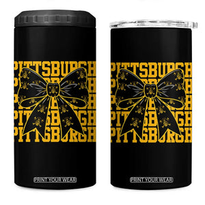 Pittsburgh Coquette Bow 4 in 1 Can Cooler Tumbler Retro Sports Style Pirate Skull TS10 One Size: 16 oz Black Print Your Wear