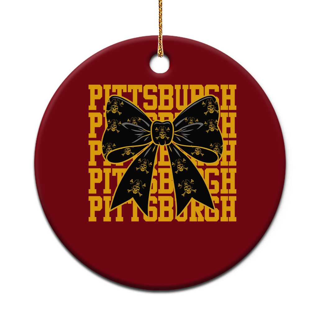 Pittsburgh Coquette Bow Ceramic Ornament Retro Sports Style Pirate Skull TS10 1pc Red Print Your Wear