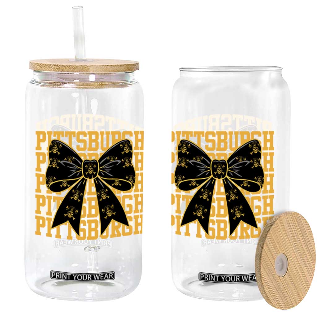 Pittsburgh Coquette Bow Glass Can Retro Sports Style Pirate Skull TS10 Print Your Wear