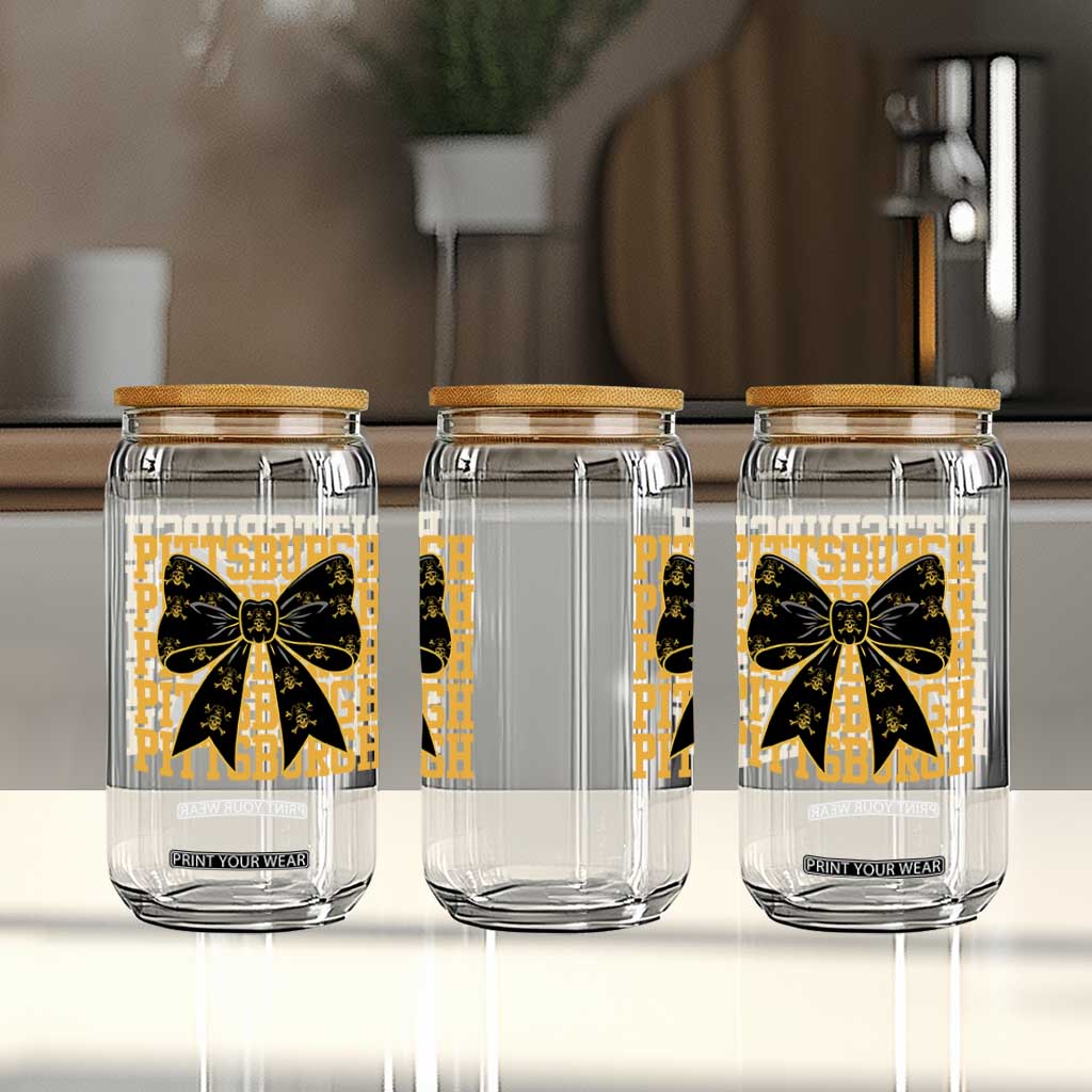 Pittsburgh Coquette Bow Glass Can Retro Sports Style Pirate Skull TS10 Print Your Wear