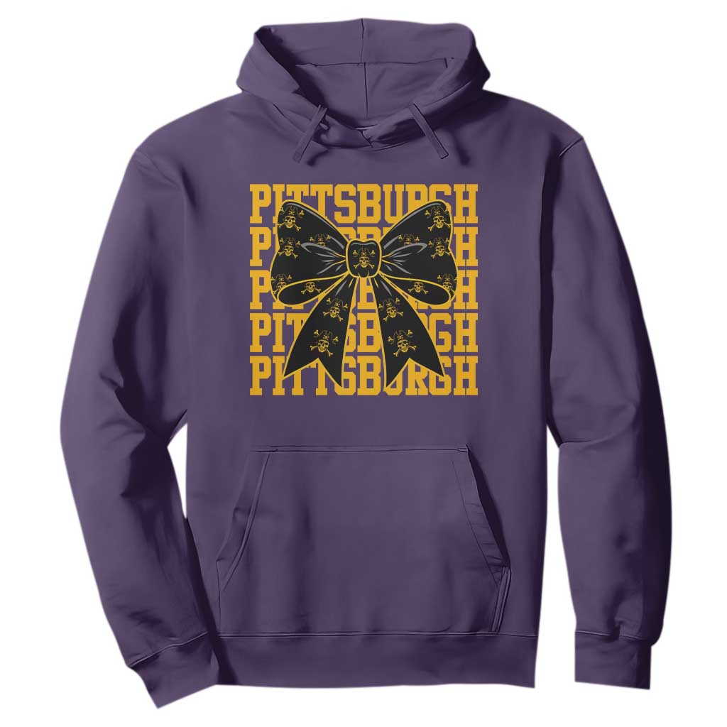 Pittsburgh Coquette Bow Hoodie Retro Sports Style Pirate Skull TS10 Purple Print Your Wear