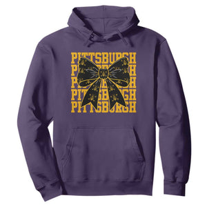 Pittsburgh Coquette Bow Hoodie Retro Sports Style Pirate Skull TS10 Purple Print Your Wear