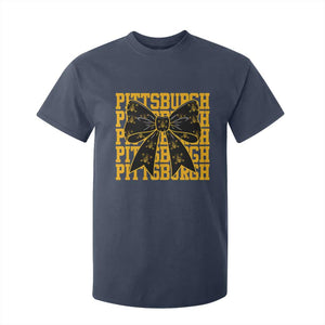 Pittsburgh Coquette Bow T Shirt For Kid Retro Sports Style Pirate Skull TS10 Navy Print Your Wear
